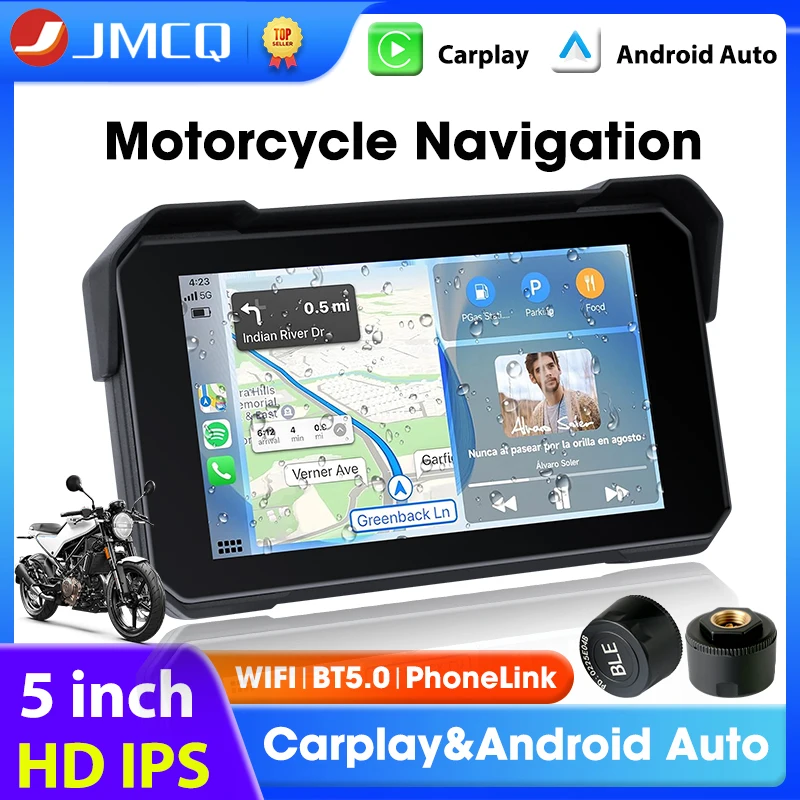 5 بوصة دراجة نارية الملاحة GPS اللاسلكية Carplay و أندرويد السيارات موتو مراقب IPS عرض مزدوج بلوتوث 5.0 IPX7 مقاوم للماء
