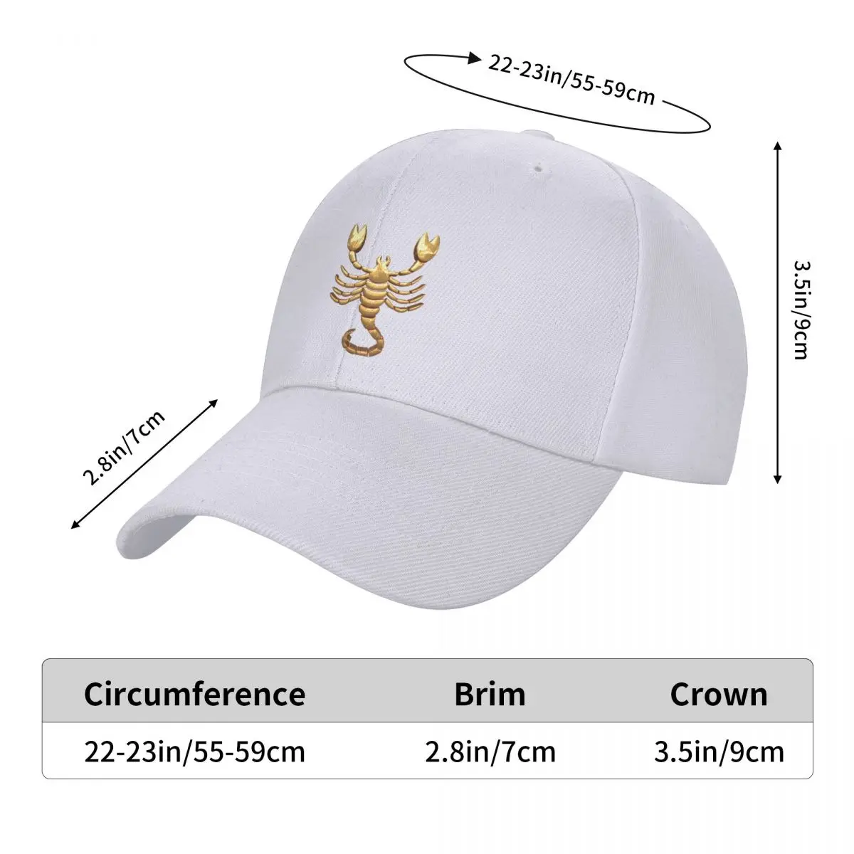 Gorra de béisbol 3D de escorpión dorado Premium, sombrero Bobble, ropa de calle, gorra de sol, gorras para hombres y mujeres