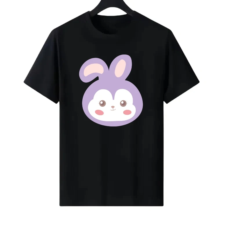 

Disney Duffy Bear Pattern Woman Fashion Round Neck Parent-child Clothing Tops Ladies Cheap Short Sleeves T-Shirt Men Sweatshirts