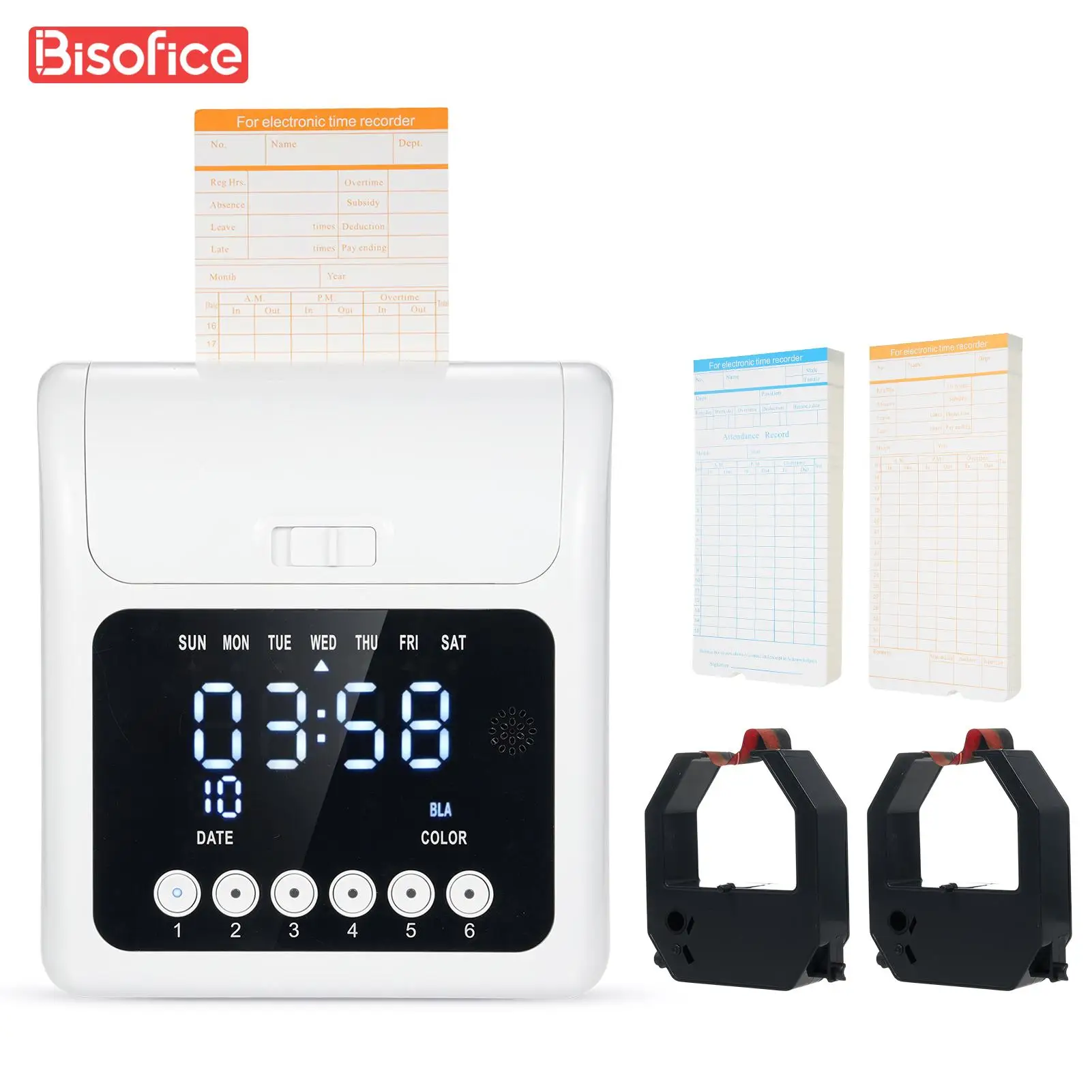 Electronic Time Clock Employee Attendance with Extra 100pcs Time Cards 2 Sided Monthly & Weekly Punch Payroll Recorder