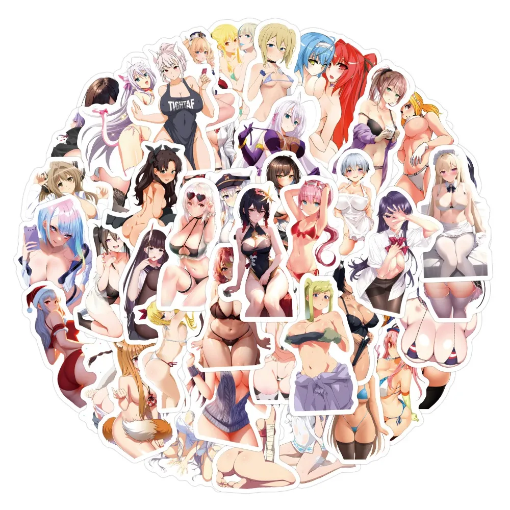 

60/120PCS Anime Sexy Mixed Girl Waifu PVC Graffiti Stickers for Phone Luggage Laptop DIY Manga Sticker Party Gifts