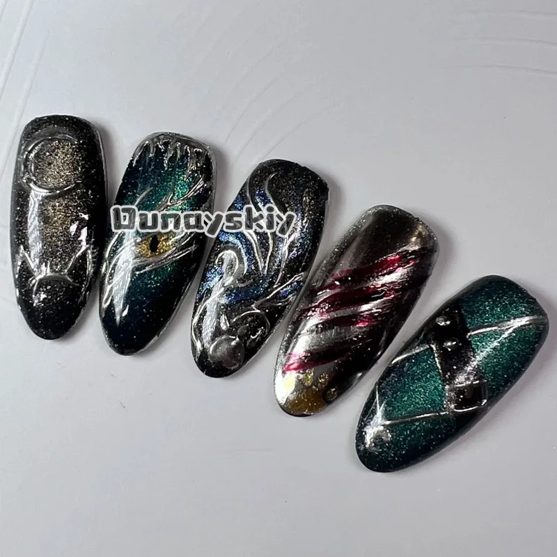 KS*11New Role Valko Love and Deepspace Cosplay Gothic Darkness Decora Nails Character Accessory Halloween Carnival Disguise Nail view 2