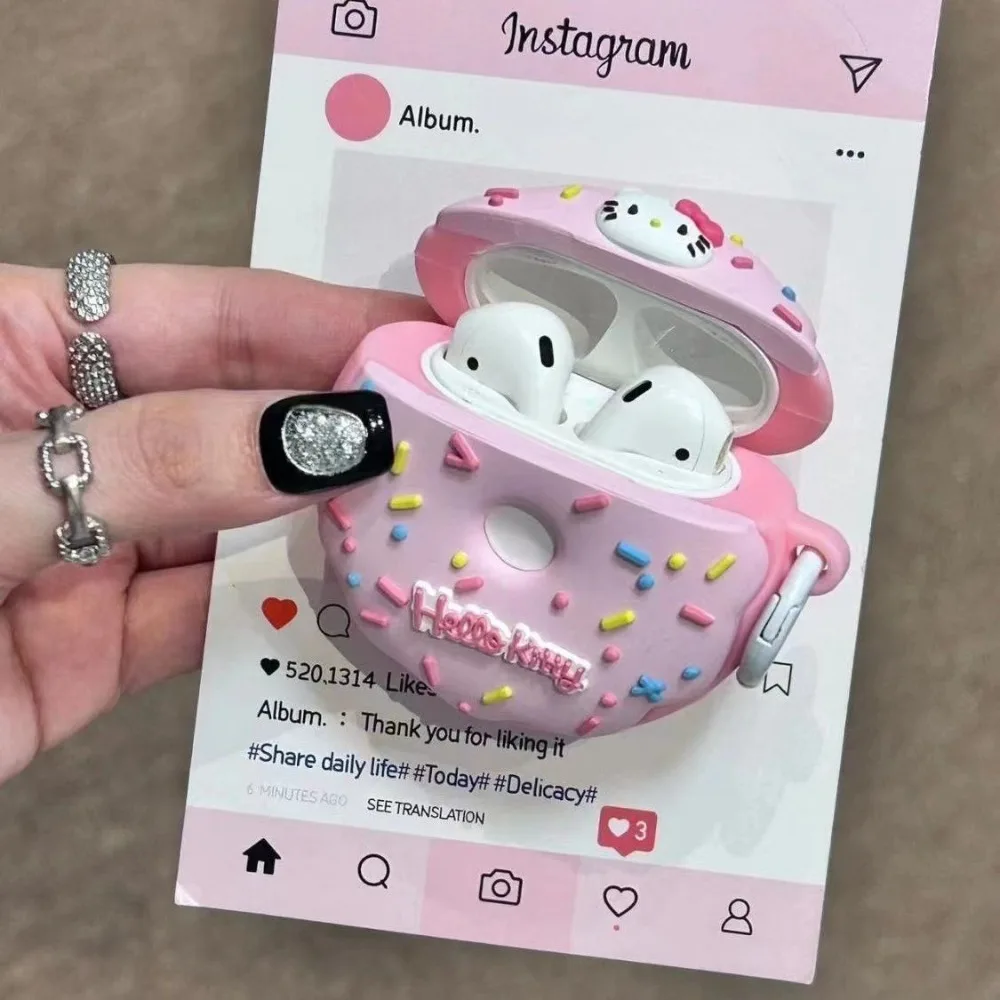 New Kawaii Hello Kitty Airpods Case Applies To AirPods 1 2 3 Pro Pro2 Silicone Drop Resistant Headphone Case Women Birthday Gift