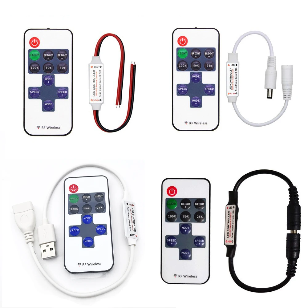 DC5-24V Mini 11Keys RF Wireless Led Remote Controller Led Dimmer Controller For Single Color Light Strip SMD5050/3528/5730/3014/