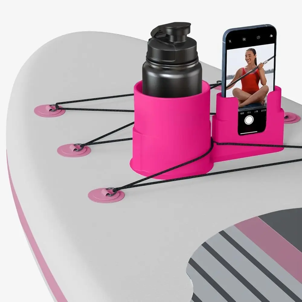 Multi-Functional Paddle Board Cup Holder PVC 2 in 1 Kayak Drink Holder Anti-Dump Rope Binding Paddle Phone Holder Bottle