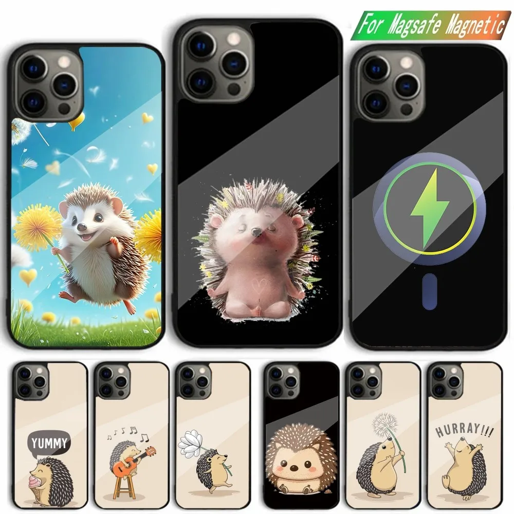 Animal Hedgehog Cute Phone Case For iPhone 15,14,13,12,11,Plus,Pro,Max Mini Magsafe Magnetic Wireless Charging