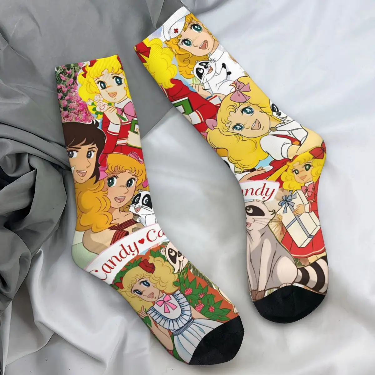 

Носки в стиле аниме Candy Candy And Terry, повседневные чулки, мужские мягкие носки для скейтборда, осенние противоскользящие носки с принтом