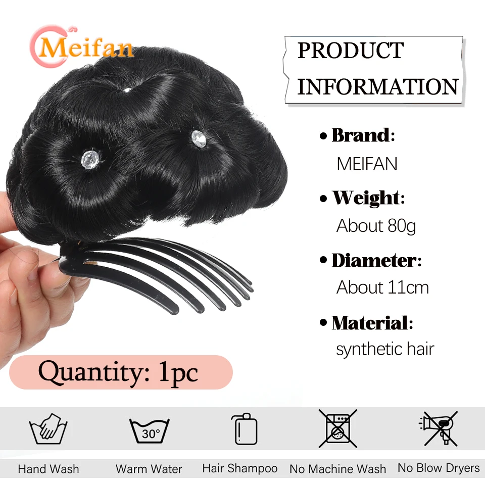 Dziewięć kwiatów kok z włosów Chignon koński ogon kok syntetyczny Rhinestone pazur w kucyk do przedłużania włosów sztuczne włosy dla kobiet