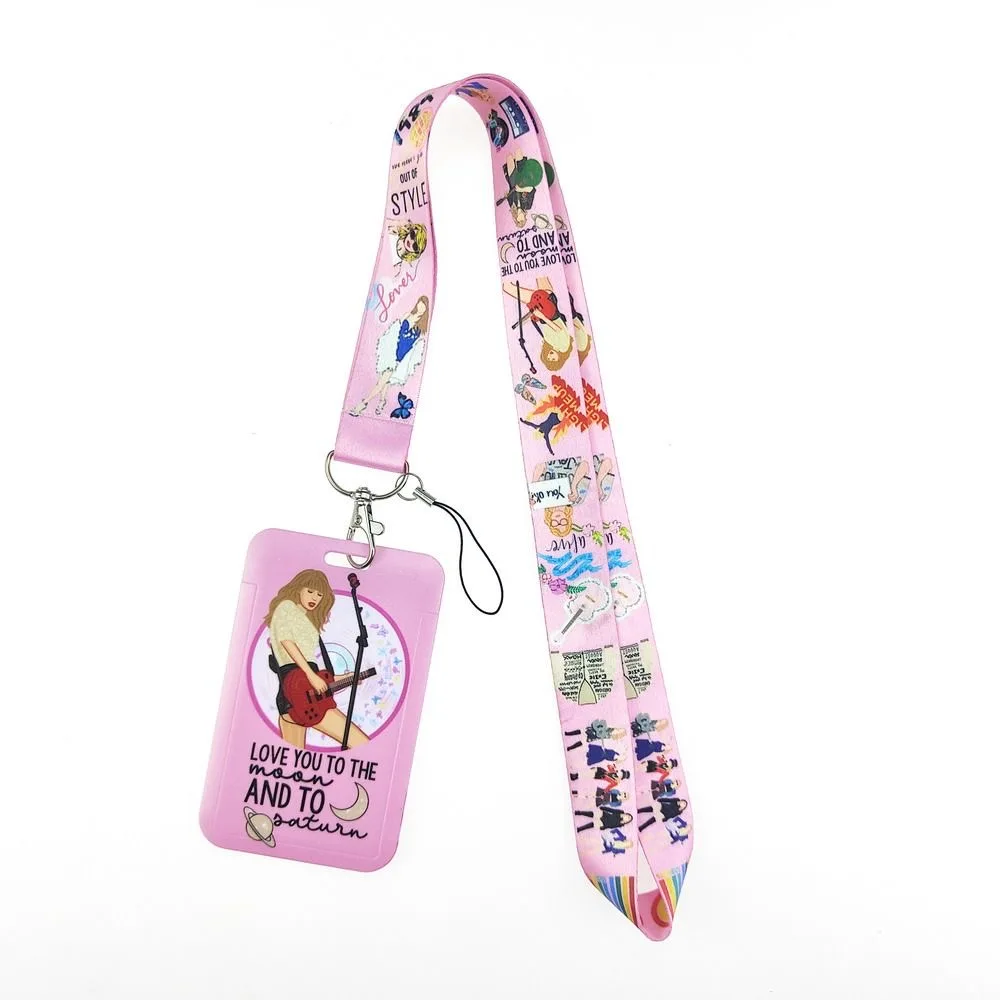 Cartoon PVC Card Cover Student Campus Hanging Neck Bag Card Holder Lanyard ID Card Holders key chain ﻿