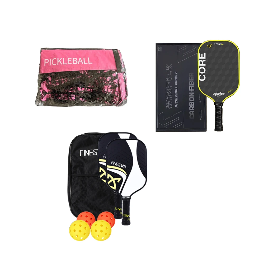 Pickleball Net with Carbon Fiber Surface and Surface Set