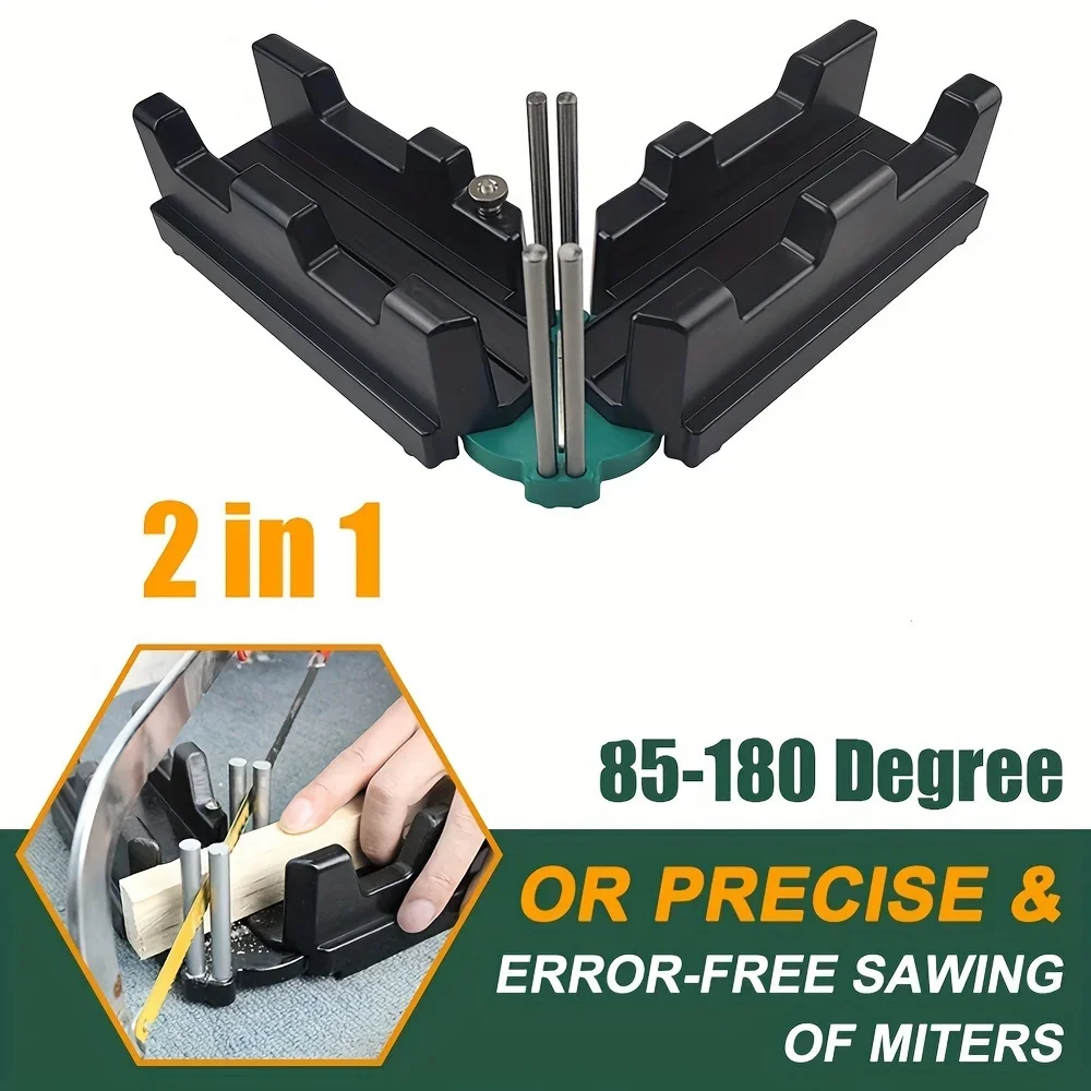 2-in-1 Mitre Measuring Cutting Tool Bevel Gauge and Mitre Box Measure Bevels and Miter Sawing Angle Cutting Tool for Baseboards