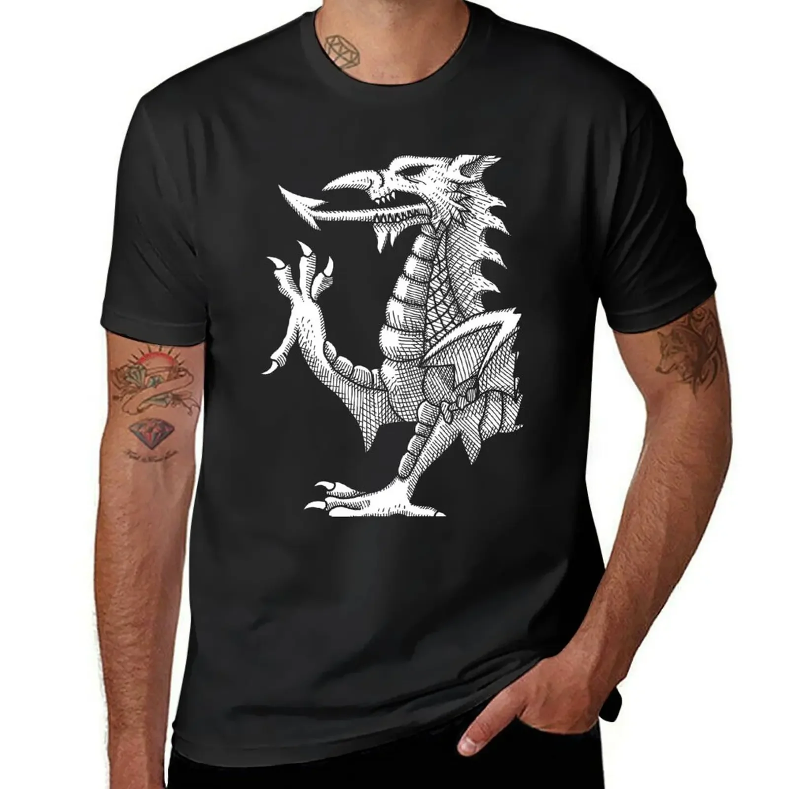 Welsh Dragon Lines T-Shirt Blouse cotton graphic tees fitted t shirts for men