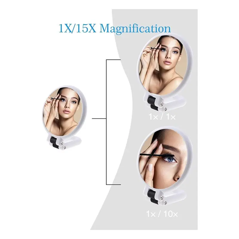 ABKY-Adjustable Handle/Stand Makeup Magnifying Mirror Travel Hand Mirror-Double Side Handheld Mirror With Handle 50X