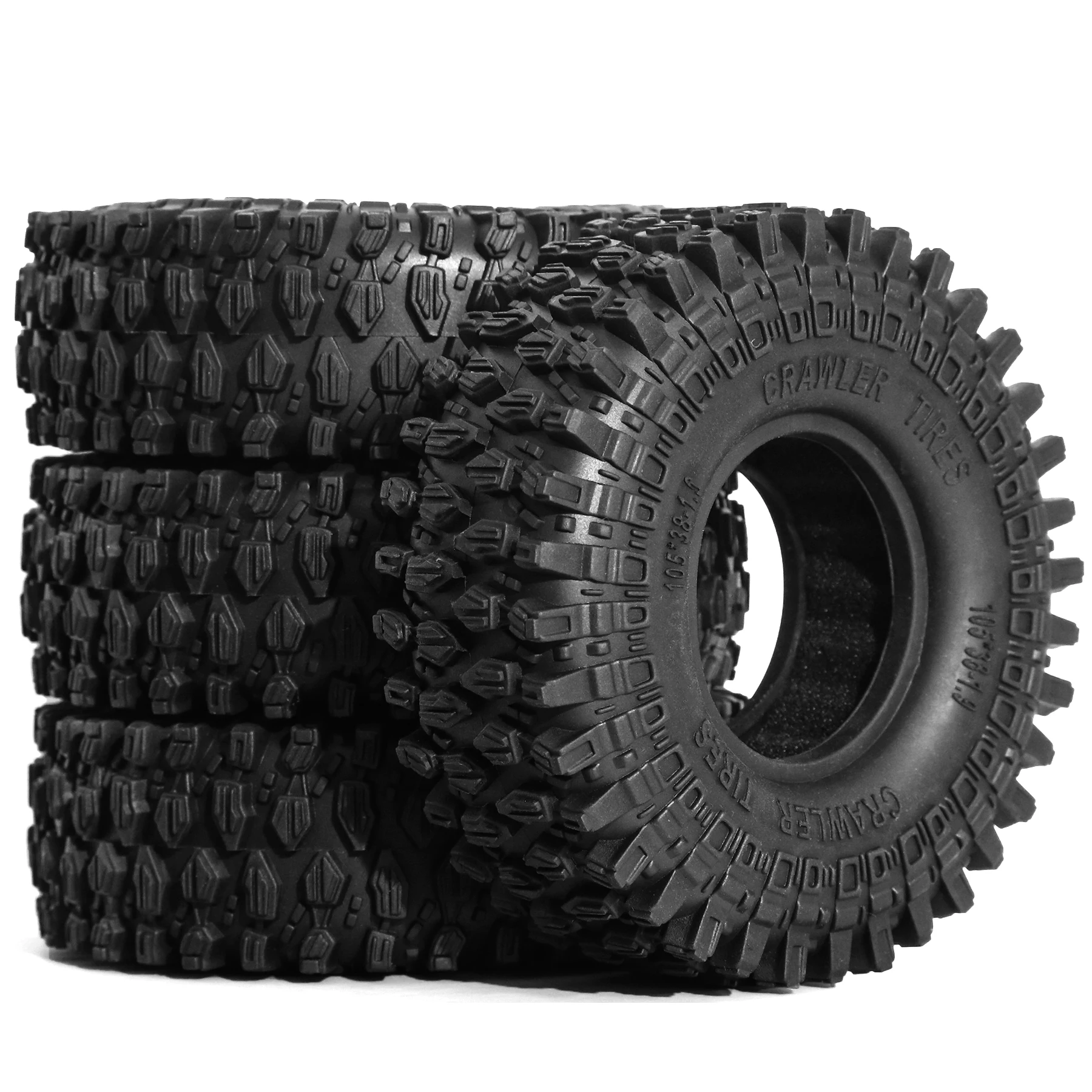 

RS 4PCS 1.9" Rubber Soft Wheel Tires 105*38mm for 1:10 RC Crawler Axial SCX10 MST Tamiya D90 TF2
