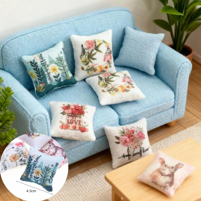2 Piezas de Sofá para Casa de Muñecas, Escena de Dormitorio, Sala de Estar BJD, Modelo Micro, Decoración Artesanal, Miniatura, Cojín de Pascua para el Hogar, Regalo Festivo