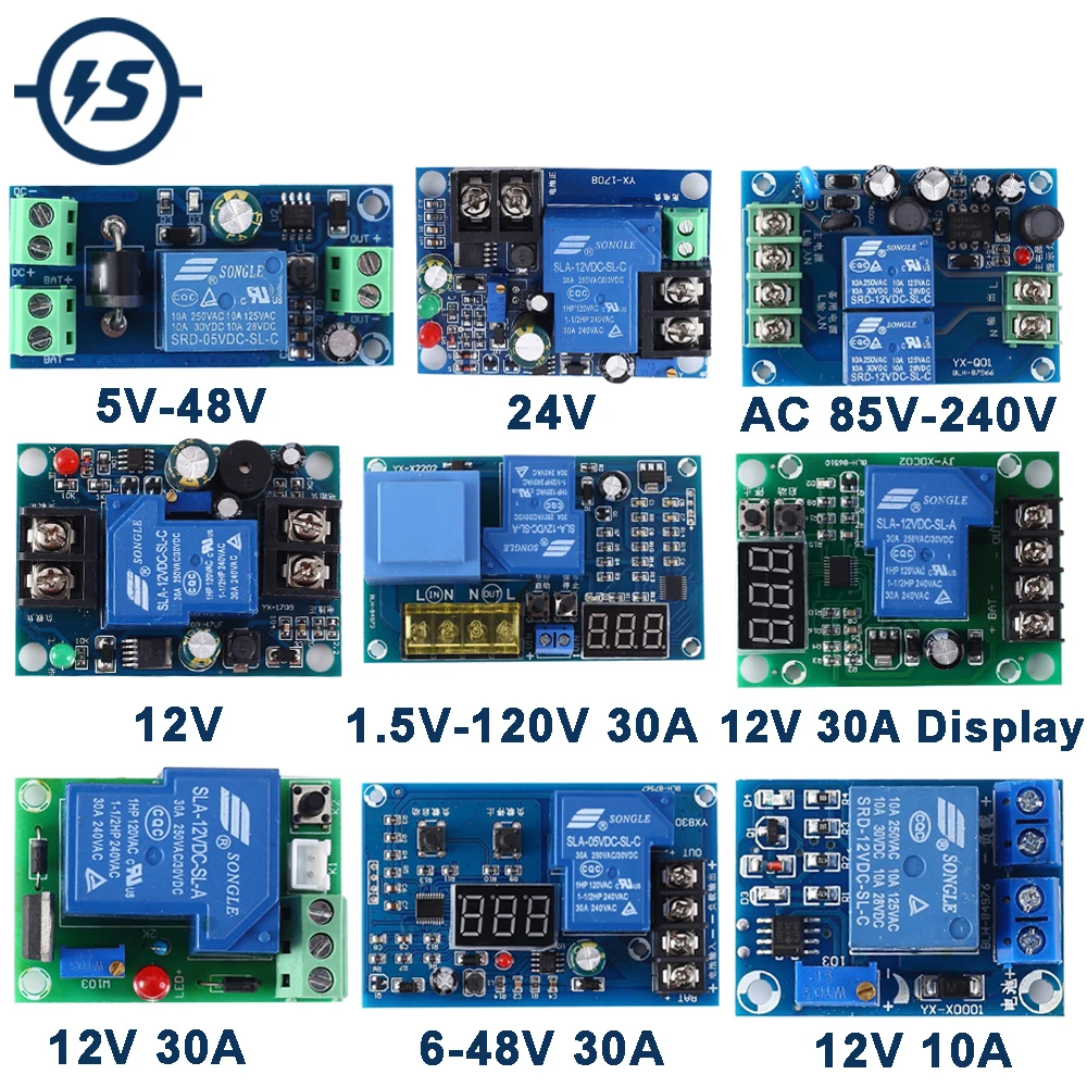 Over-discharge Low Voltage Disconnect Cut Off Board Battery Charger Protection 10A 5V 12V 24V 48V AC 220V UPS Switching Module