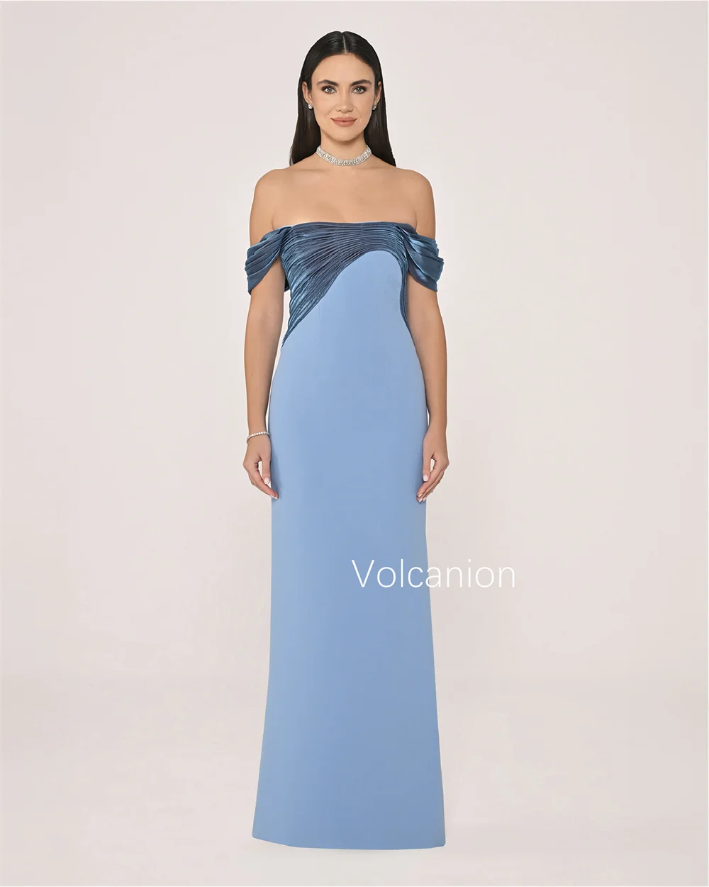 فساتين طويلة مستقيمة بطيات جيرسي مخصصة مكشوفة الكتفين مناسبة مخصصة للسهرات الرسمية البسيطة والأنيقة #3