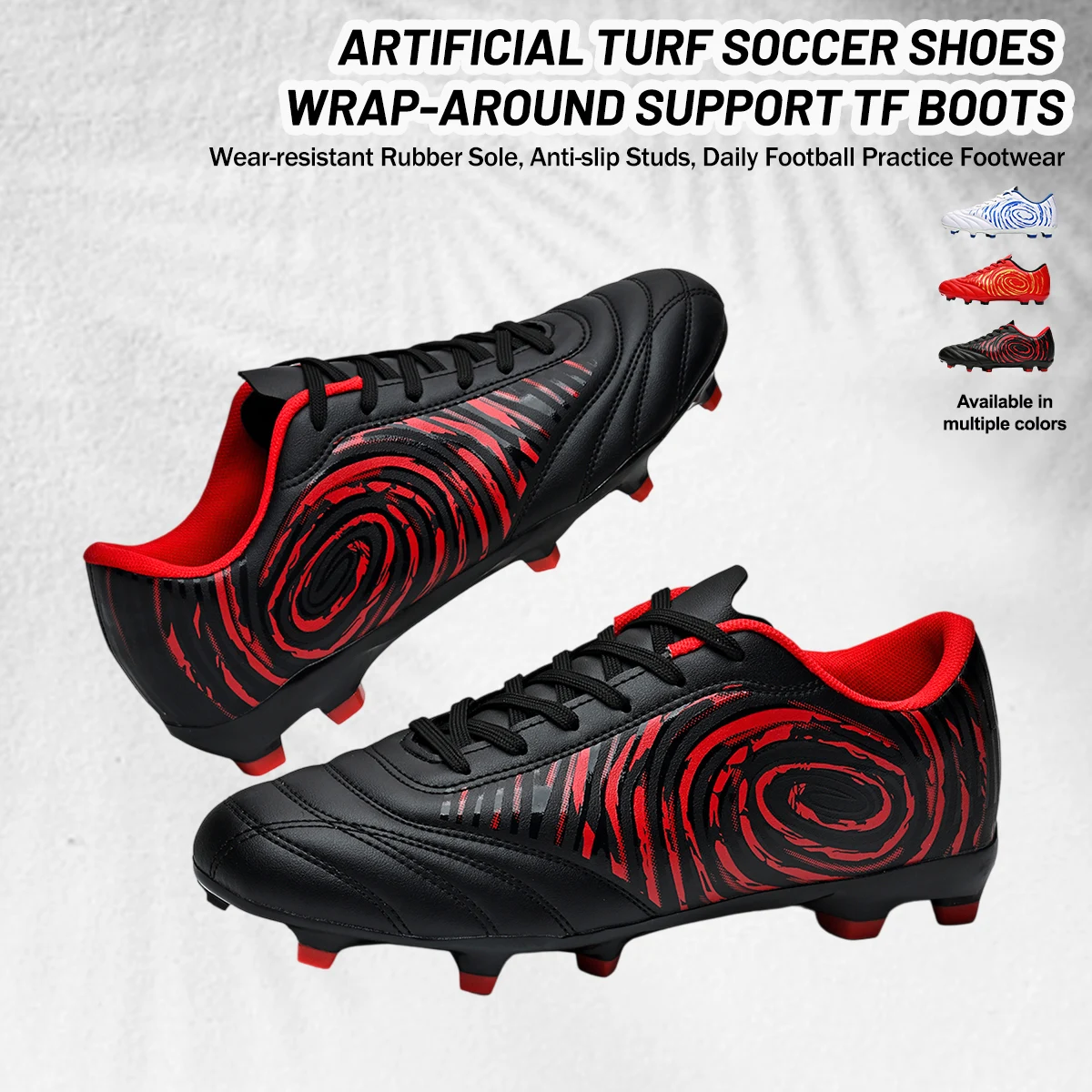 Men AG FG Soccer Boots, Non-slip Mixed Studs, Soft PU Upper Cleats, Outdoor Natural Lawn Football Training Shoes
