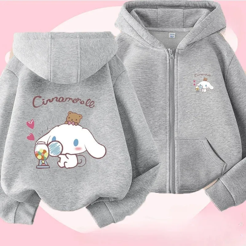 Sweats à capuche zippés à manches longues pour filles, sweat-shirt Cinnamoroll, pulls Harajuku, série Stitch, sweat à capuche décontracté, automne et hiver