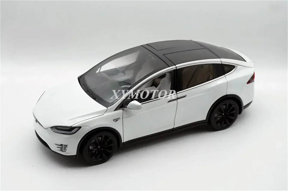 1/18 For Tesla Model X P100D SUV Diecast Model Car White/Gray Kids Toys Gift Display Collection Ornaments