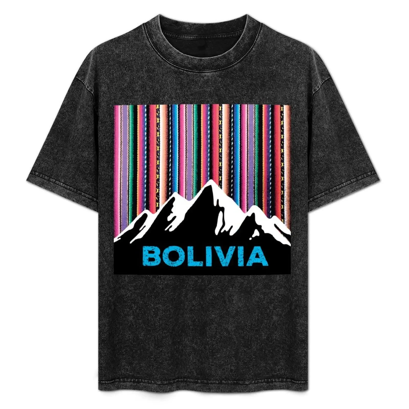 

Andean Bolivian mountains and colorful aguayo sky T-Shirt vintage clothes heavyweights mens clothes