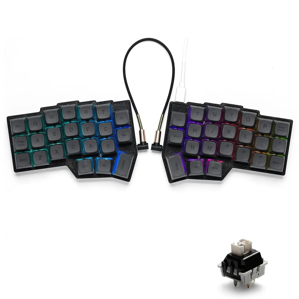 

Corne V4 Wired Split Mechanical Keyboard Gray Wood Axis RGB Hot Swappable Ergonomic Support Vial Left And Right Hand Keyboards