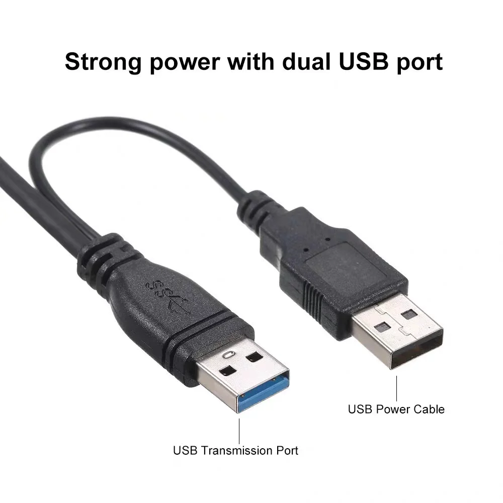 Câble de données USB 3.0 pour disque dur portable, micro B, double USB, type Y, 3 interfaces pour une alimentation améliorée, une paire mâle