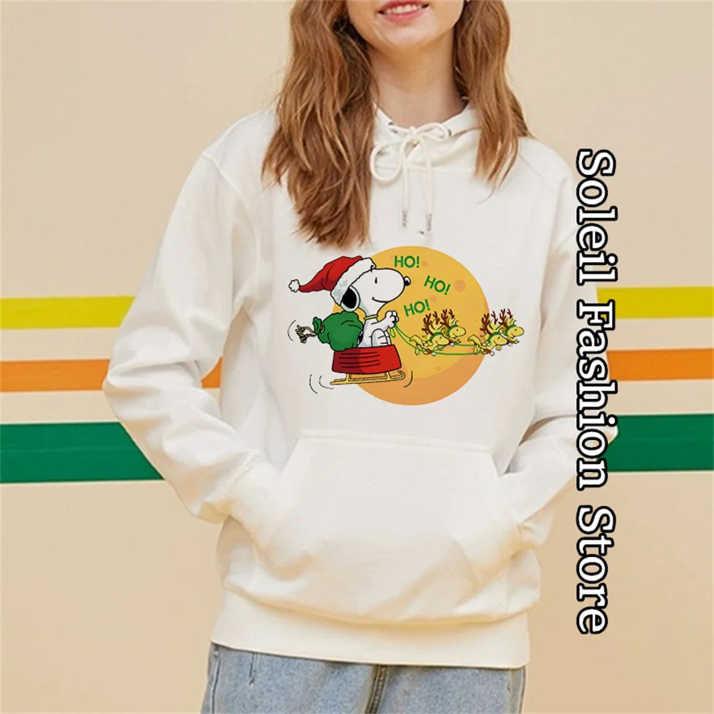 Women Cartoon Snoopy Hoodie Autumn Fashion Hooded Clothing Merry Christmas Pullover Trendy Coat Casual Sweatshirt Lovely Outfit