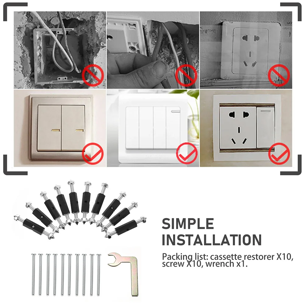

2Sets Professional Cassette Repair Device 86 Type Screw Brace Wall Socket Junction Box Support Rod Electrical Box Repair Tool