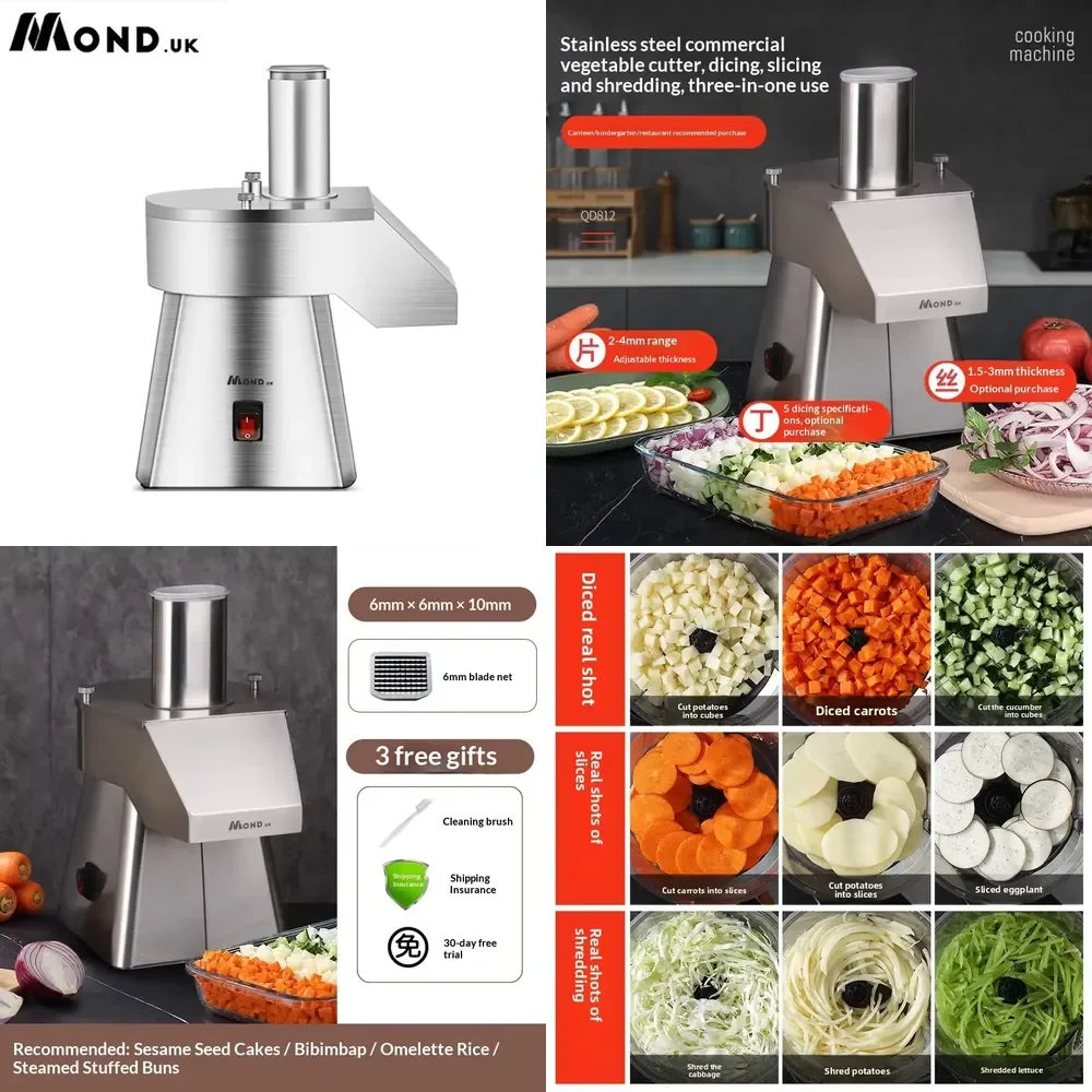 

Commercial Vegetable Dicing Machine 150-600kg/h, Stainless Steel Electric Food Cutter for Restaurant Kitchen, Mond.uk QD812