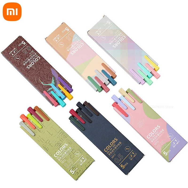 Xiaomi Youpin Sign Pen Gel Pen 0.5mm Refill Smooth Ink Writing Durable Signing Pen 5 Colors Vintage Color Macarons Pens Gift Set