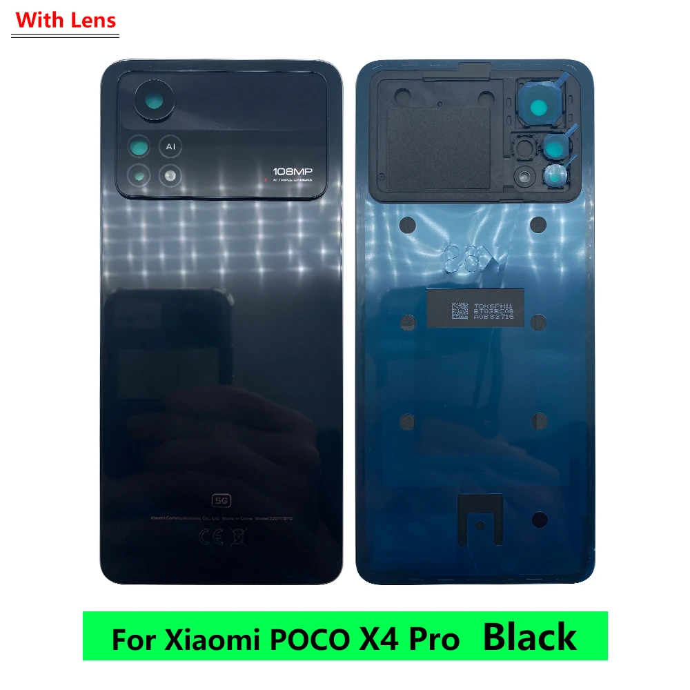 

10Pcs/Lot, Original For Xiaomi Mi Poco X4 Pro 5G Back Door Case Battery Rear Housing Back Cover With Camera Glass Lens Xiomi