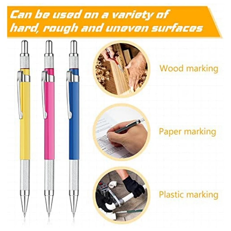 12 Pcs Welders Pencil With 6 Boxes Round Refills For Steel Welding Pen For Tube Pipe