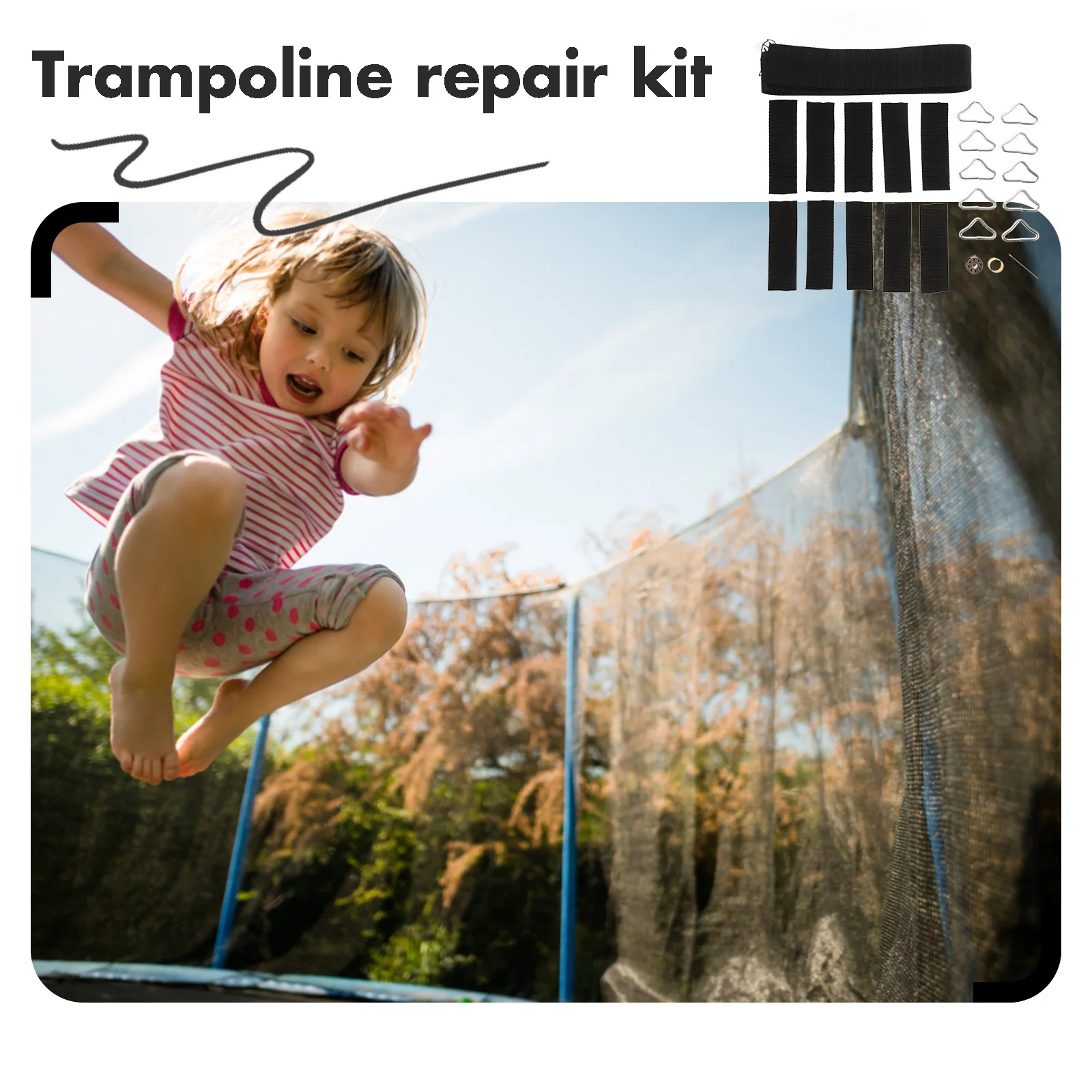 

1 Set Metal Triangle Buckles Trampoline Repair Kit Replacement Parts For Trampoline Mesh Outdoor Play Equipment