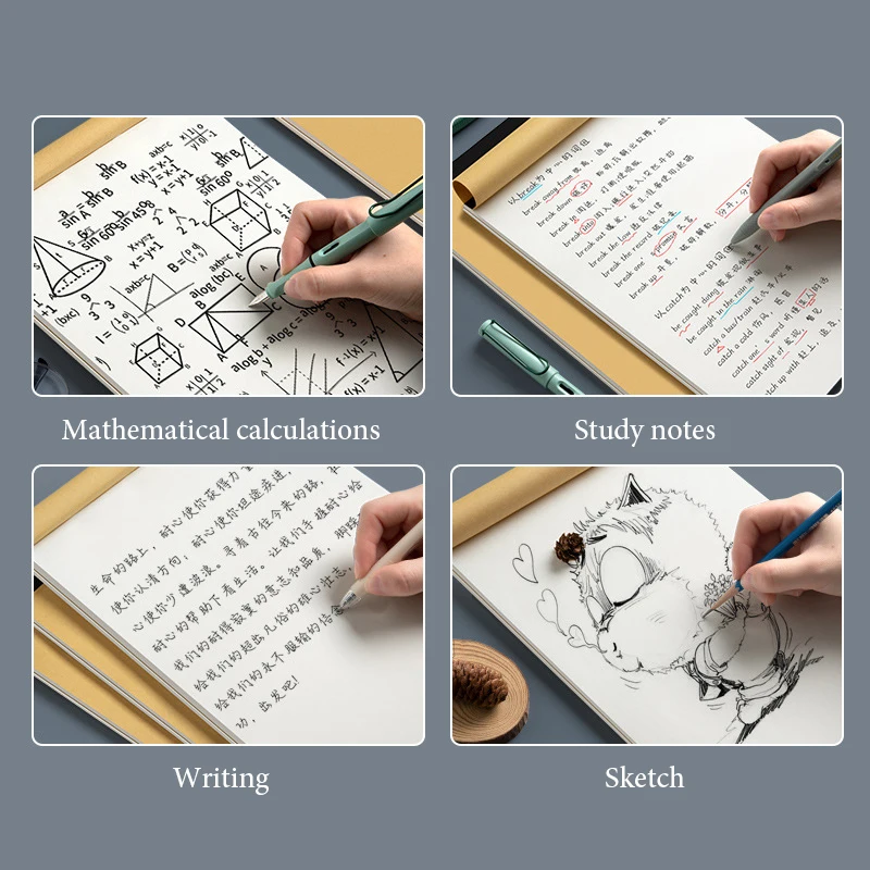 5pcs A4 Draft Notebook,Blank Inner Page,White 30 Sheets/Book,Kraft Paper Cover Suitable For Student Learning Scratch Paper TB-02