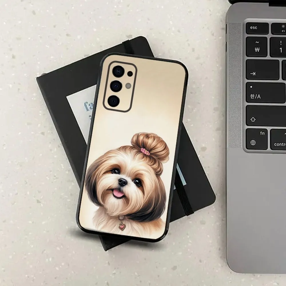 Shih Tzu Painting Cute Animal Phone Case For Samsung S24,S21,S22,S23,S30,Ultra,S20,Plus,Fe,Lite,Note,10,9,5G Black Soft Cover