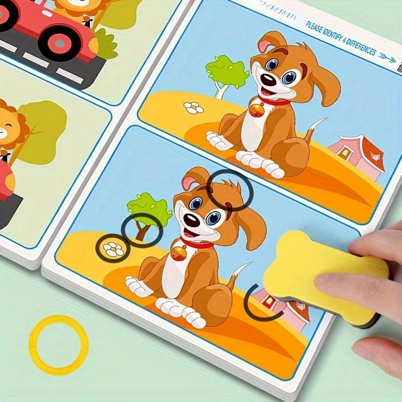 Cartes de formation avec des dessins « trouvez la différence » - Conçu pour la formation à l'attention éducative comprend des cartes effaçables