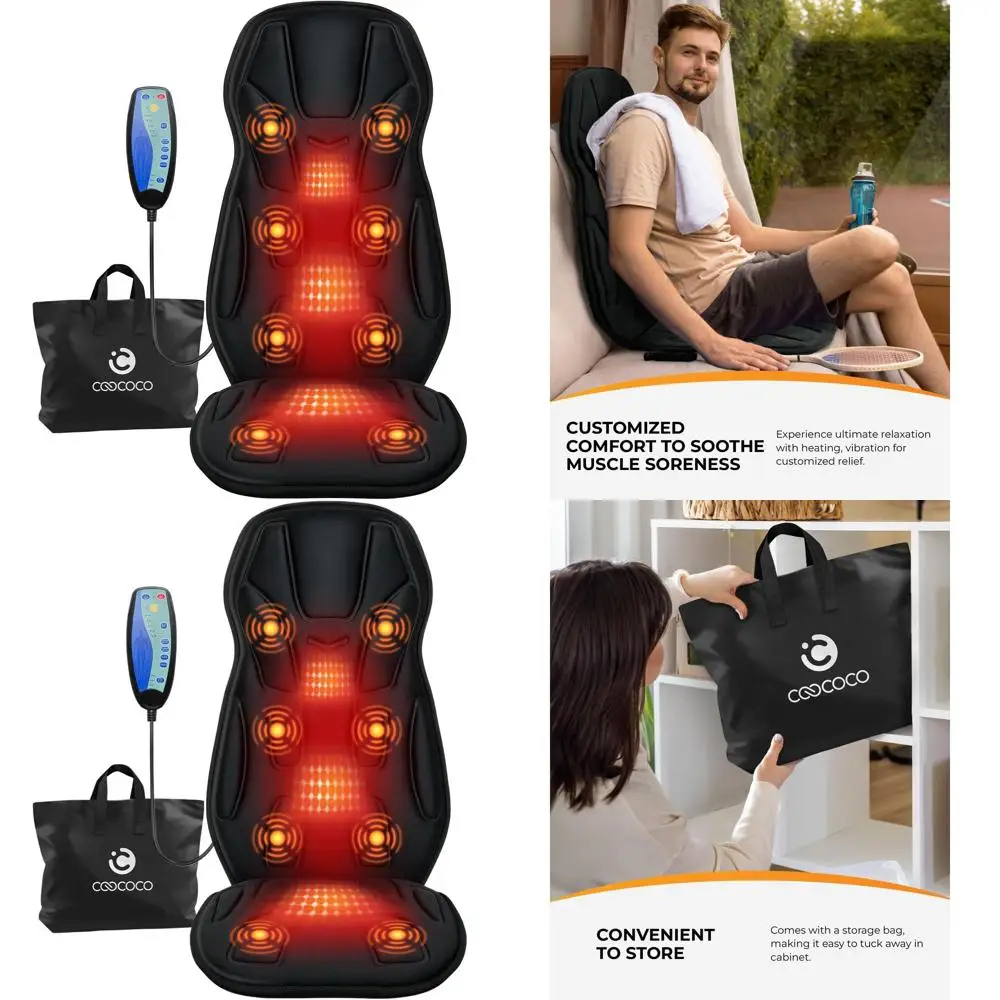 

Heated Vibration Massager for Men - 8 Motor Pad with Adjustable Heat for Home & Office Chair
