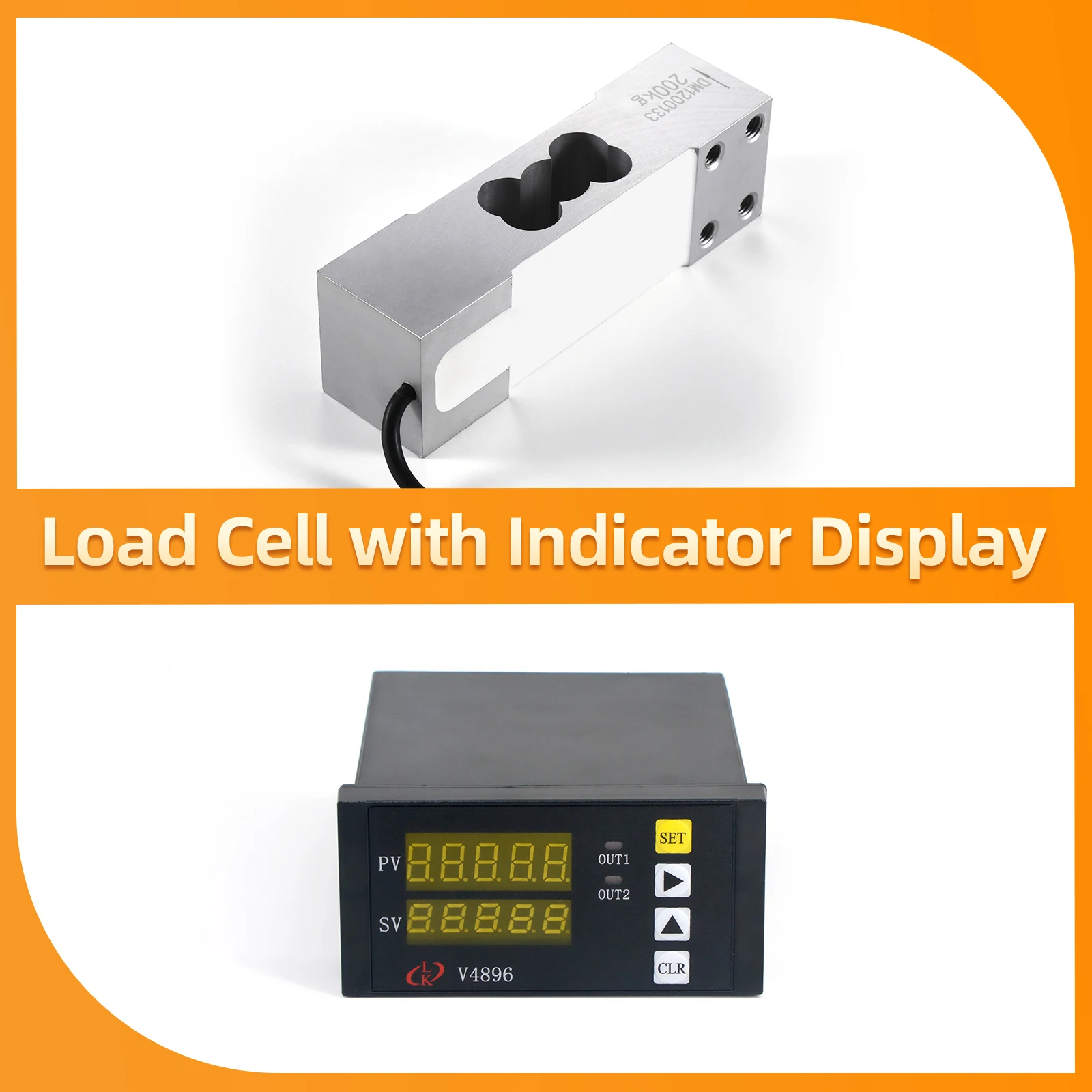 

Load Cell Sensor with Indicator Display, Compression and Tension Load Cells for Force Measurement 200KG