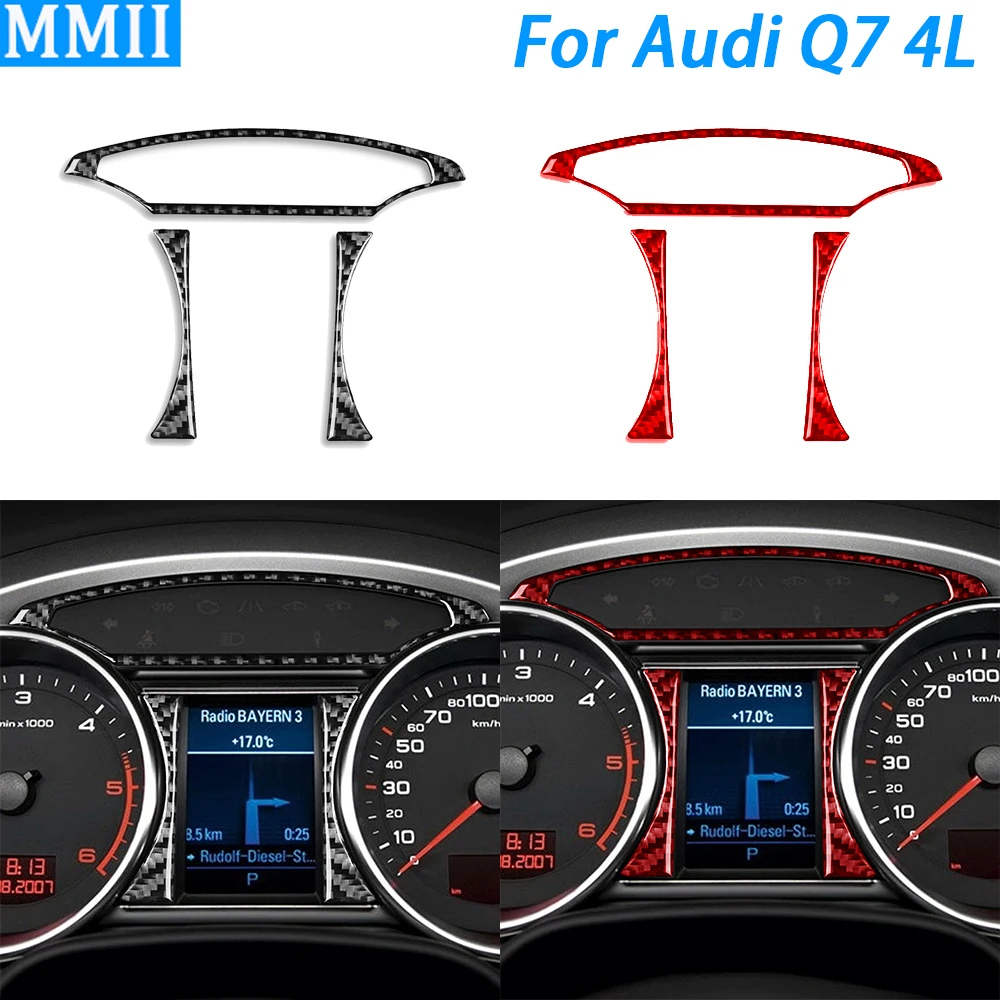 For Audi Q7 4L 2007-2015 Carbon Fiber Speedometer Instrument Panel Decorative Strips Car Interior Decoration Accessories Sticker