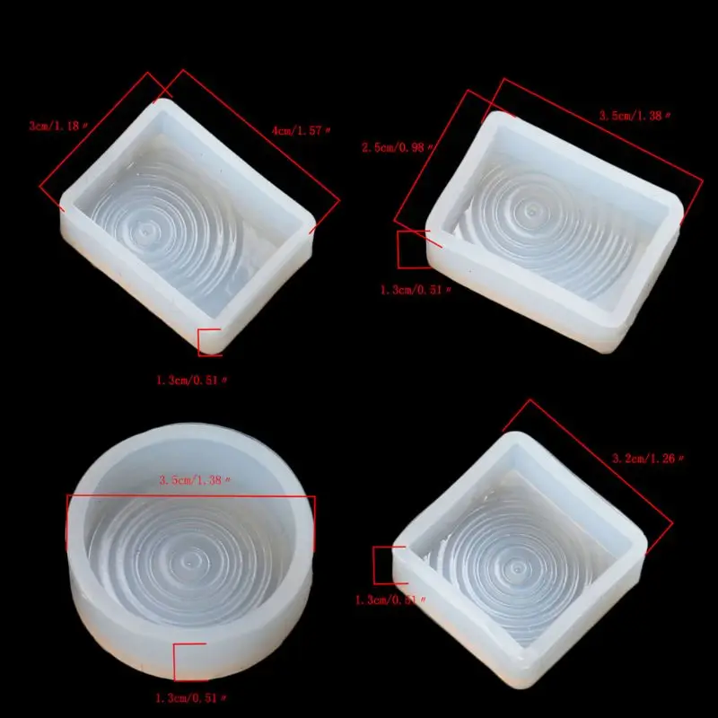 4x Hollow เรซิ่นหัตถกรรมแม่พิมพ์ต่างหูเครื่องประดับอีพ็อกซี่ซิลิโคนแม่พิมพ์หล่อระลอกน้ำรูปร่างเรซิ่นต่างหูแม่พิมพ์