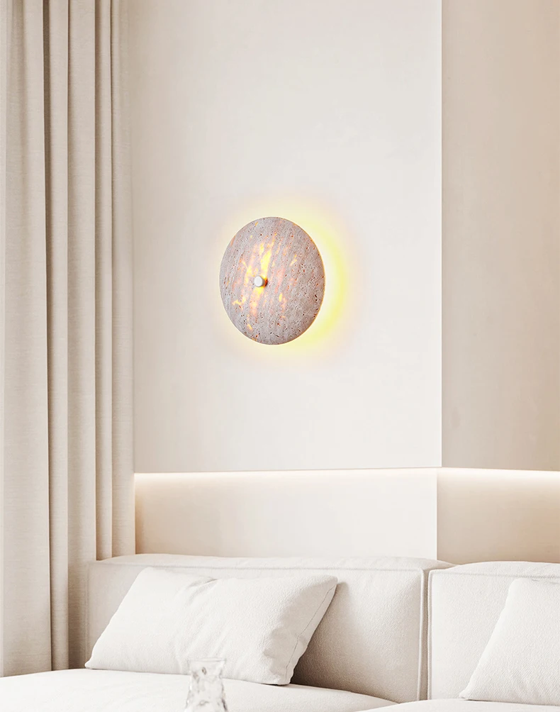 Art Round Natural Stone LED Wall Lamp