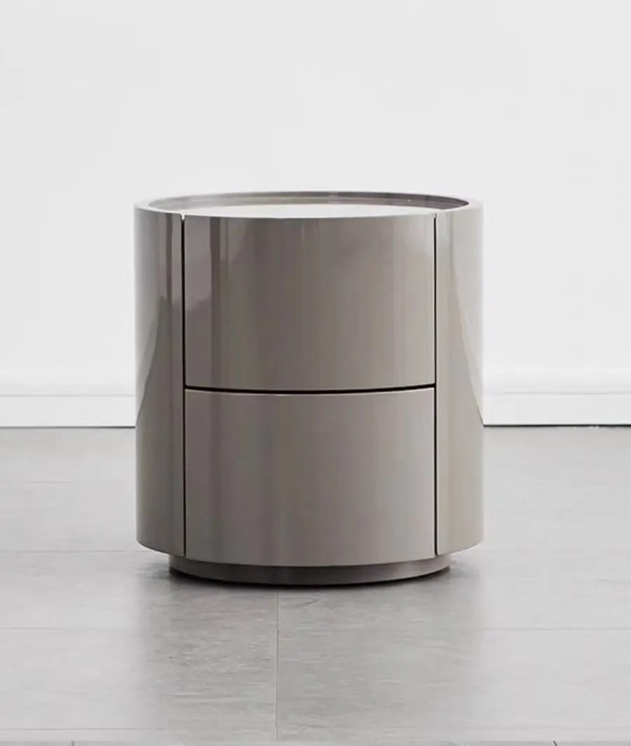 #Modern Style 2-Drawer Bedside Table Convertible Round Nightstands for Bedroom Handmade Wooden Panel Furniture for Home Use