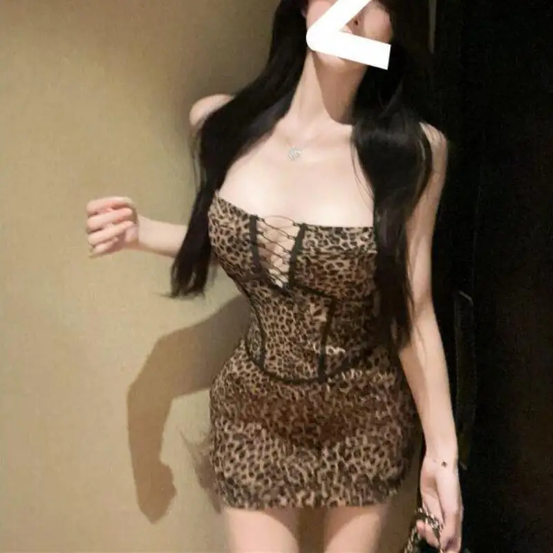 

Новинка: облегающее платье-комбинация с леопардовым принтом и вырезами, на бретельках, для женщин, в стиле «Hot Girl»