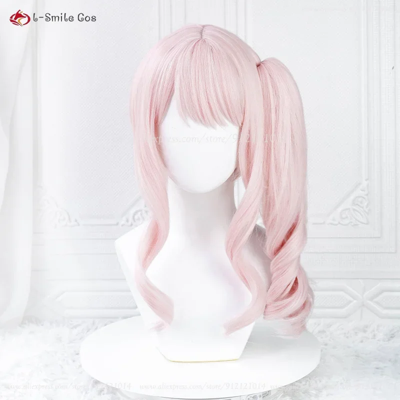 شعر مستعار من Akiyama Mizuki تأثيري مع مشبك ذيل حصان مجعد للنساء ، شعر مستعار Amia ، مقاوم للحرارة ، قبعة شعر اصطناعية ، شعر مستعار أنيمي وردي Mzk