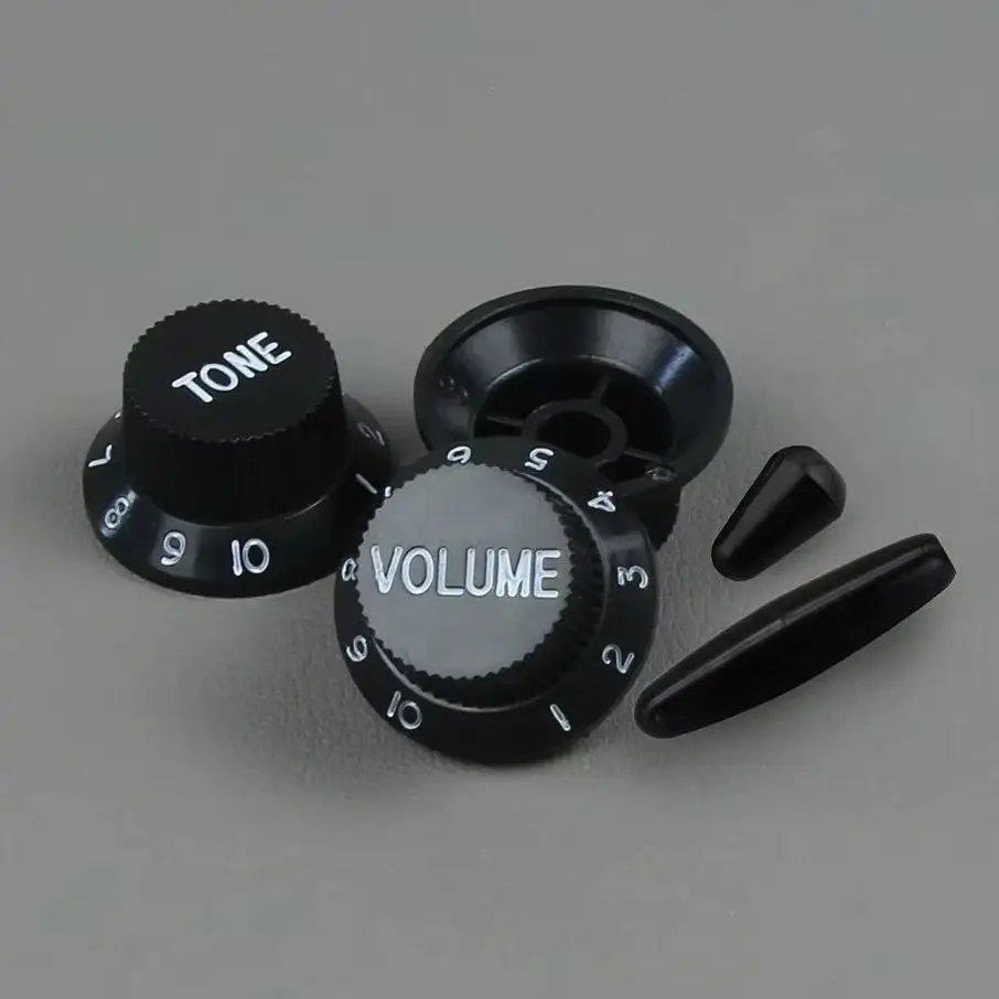 FLEOR Set of 2 Tone 1 Volume ST Guitar Control Knobs 18-Splines and Switch Tips Guitar Parts Accessories