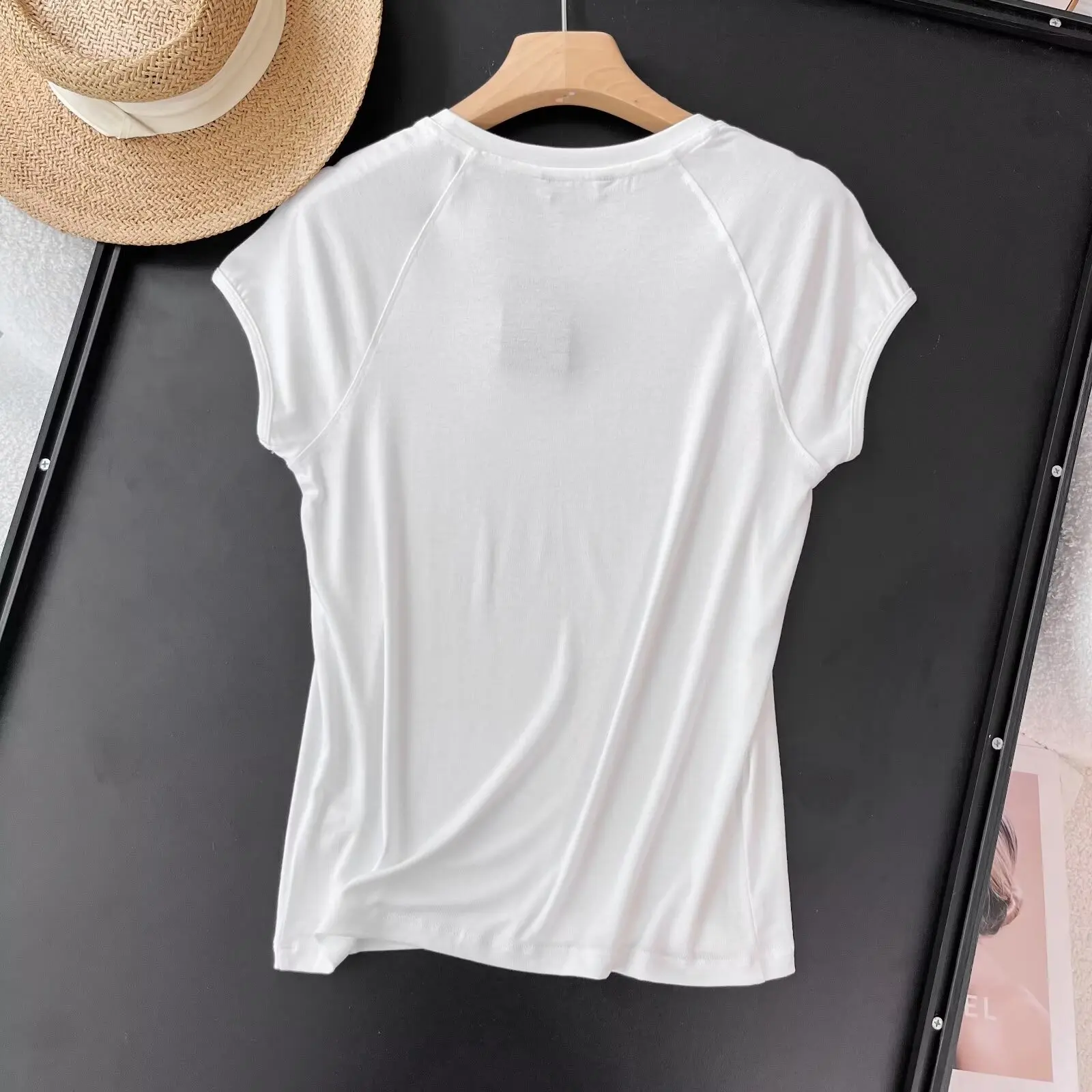 Tangada 2024 Summer Women Soft Cotton T Shirt Short Sleeve Casual Tee Shirt Street Wear Top 6D039