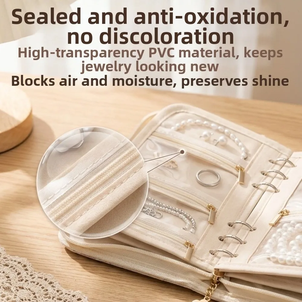 Multi-Functional Portable Jewelry Storage Bag 5pcs Detachable Pouches Anti-Scratch Jewelry Anti-Oxidation Bag Floral Embroidery