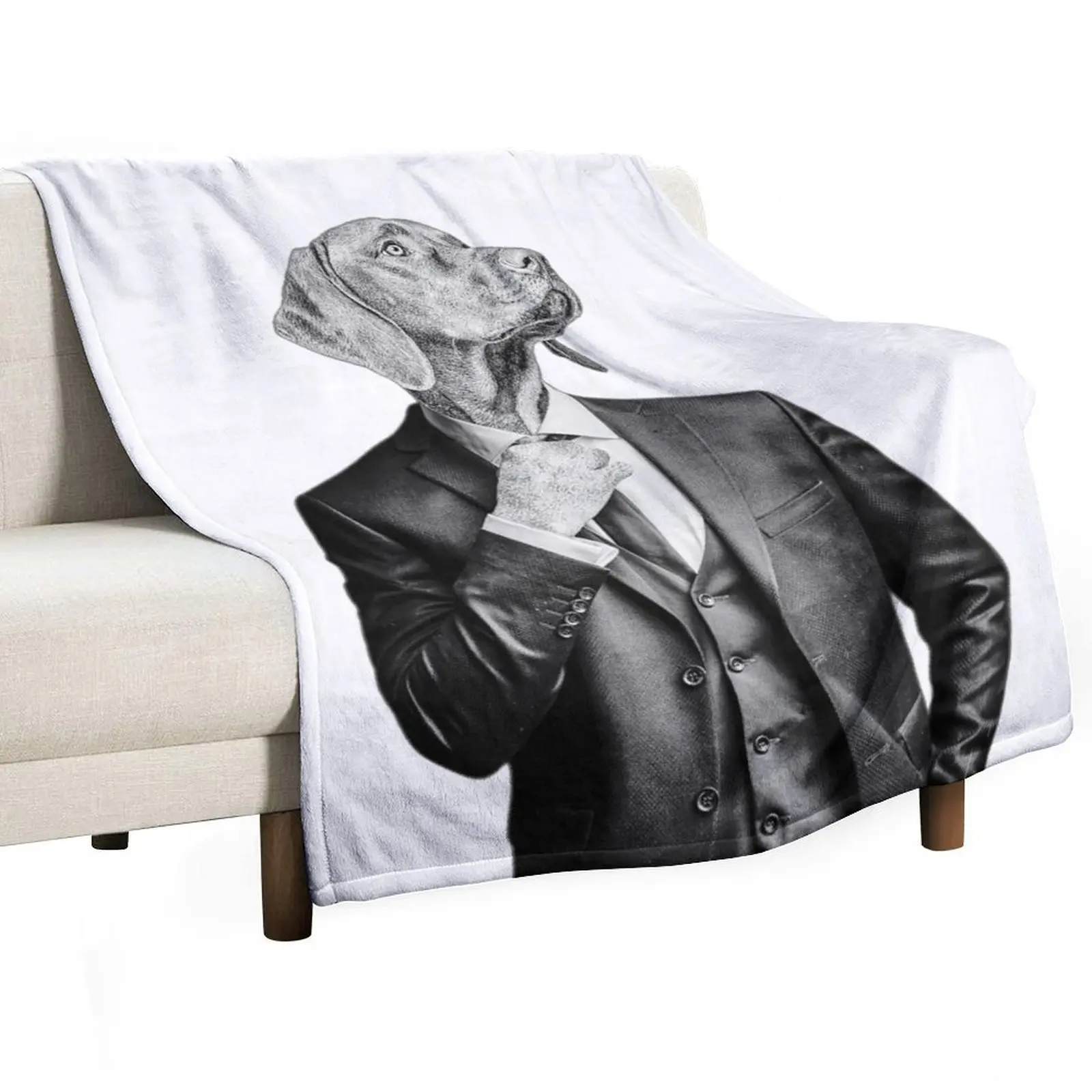 Handsome Weimaraner Dog Throw Blanket Beach Softest Blankets