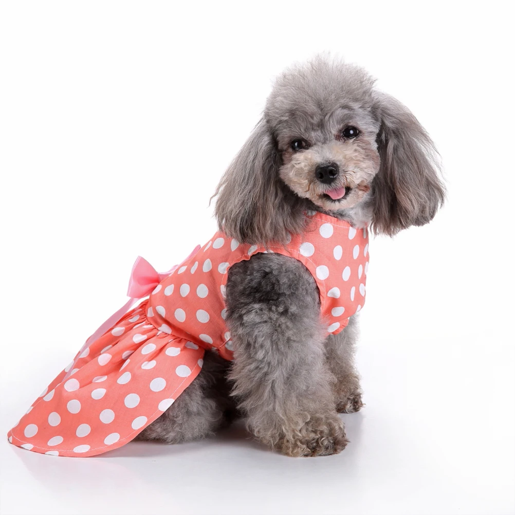 

Adorable Summer Pet Dog Dress Dog Costume Pet Clothes Elegant Bowknot Sleeveless Puppy Skirt ( , Orange)
